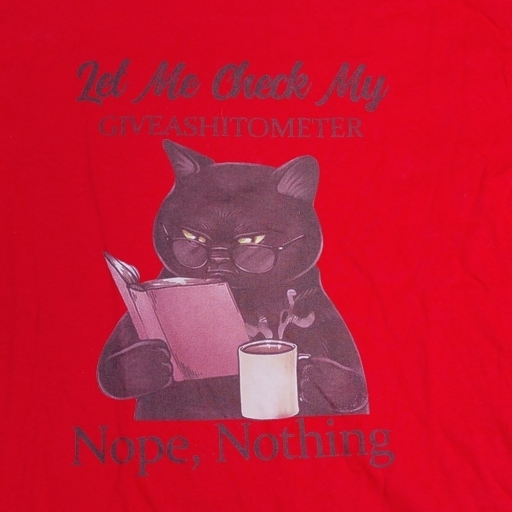 Gildan Red Short Sleeve Tee with Black Cat Graphic